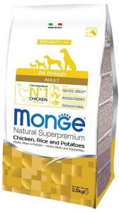 Monge spec. line monoprotein adult sausas pašaras visų veislių suaugusiems šunims su vištiena, ryžiais, bulvėmis 2,5kg