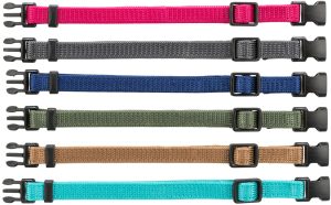 Trixie Junior Antkaklių kompl., M–L 22–35 cm/10 mm, 6 vnt. fuksija, grafito, ind (pak.4)