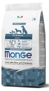 Monge Dry Dog All Br. Adult Monoprotein Trout, Rice and Potatoes 2.5kg