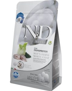 FARMINA N&D WHITE - DOG sausas maistas suaugusiems didelių ir vidutinių veislių šunims Su jūros dumbliais, spirulina ir pankoliais 2 kg