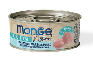 Monge kons. pašaras katėms su gardžiomis jūros gėrybėmis ir vištiena 80g