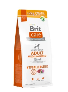 Brit Care Hypoallergenic Adult Medium Breed Lamb sausas maistas šunims su ėriena 12 + 2 kg