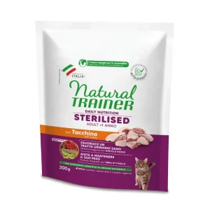 NATURAL TRAINER Cat Adult Sterilised TURKEY su kalakutiena 0.3kg