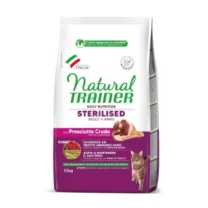 NATURAL TRAINER Cat adult Sterilised HAM su vytintu kumpiu 1.5kg