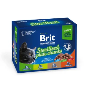 Brit Premium Cat konservai katėms maiš. Sterilised Plate 1200g (12x100g)
