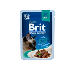 Brit Premium Cat Delicate konservai katėms maiš. Beef in Gravy 85 g