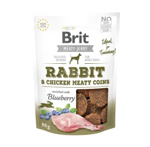 Brit Jerky Rabbit Meaty Coins skanėstas 80 g (galiojimas iki 2025-05-13)