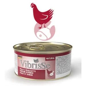 VIBRISSE konservai katėms su vištiena ir kumpiu padaže 70g 12vnt (24)