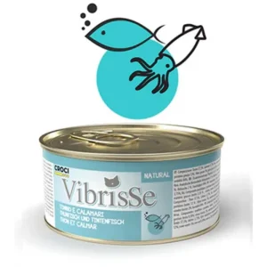 VIBRISSE konservai katėm su tunu ir kalmarais 70g 12vnt (24)