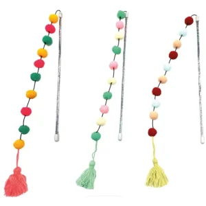 CROCI Pompom kačių lazdelė su kamuoliukais 35cm (3)