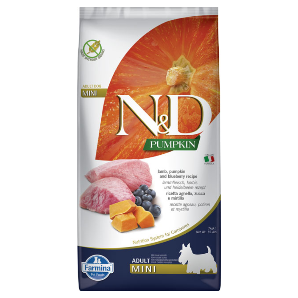 FARMINA N&D PUMPKIN - DOG Dry Lamb&Blueberry ADULT MINI 7 kg