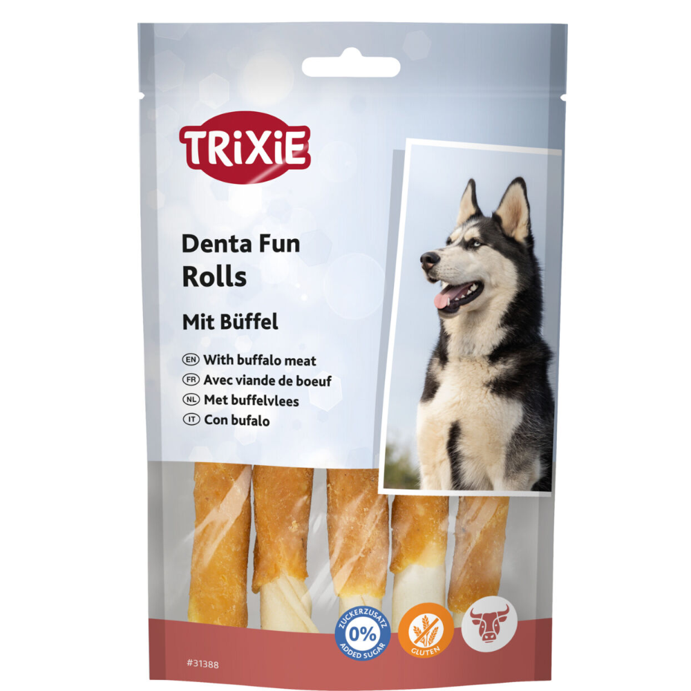 Trixie Denta Fun skanėstai šunims, kramtomi buivolienos suktinukai 70 g