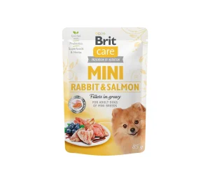Brit Care Mini konservai šunims maiš. Rabbit&Salmon fillets in gravy 85 g (galiojimas iki 2025-04-20)