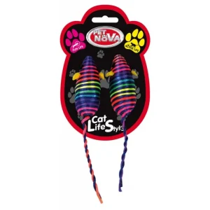 PET NOVA žaislas katėms spalvotos palytės 2x7cm 3pak.