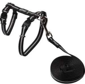 ROGZ atšvaitinės petnešos ir pavadėlis katei (juoda)