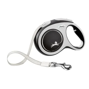 FLEXI Comfort Tape baltas/juodas pavadėlis L-5m iki 60kg