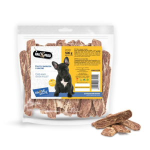Hau&Miau minkštos menkės ir antienos juostelės 500g