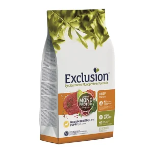 Exclusion Mediterraneo maistas šuniukams su jautiena, S, 12 kg
