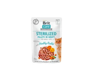 Brit Care Cat Sterilized konservai katėms maiš. Fillets in Gravy Healthy Rabbit 85 g