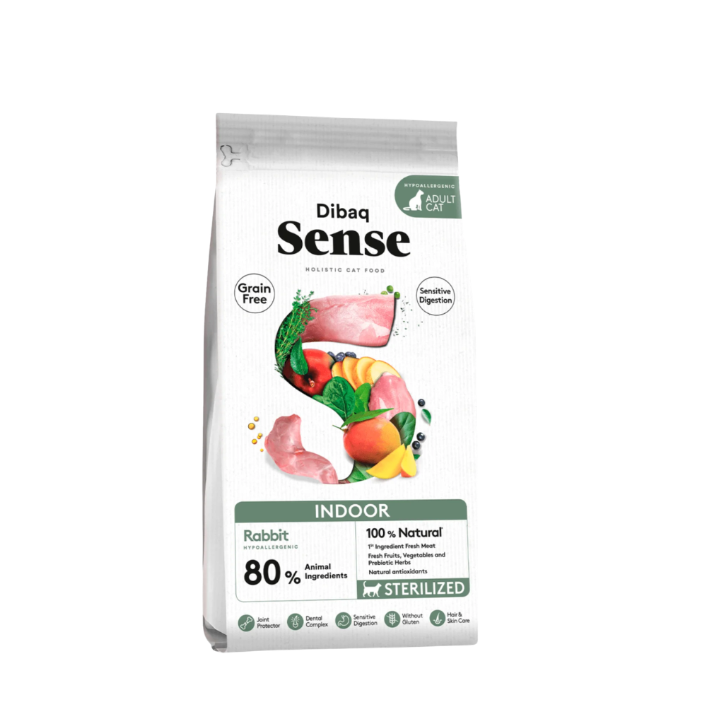 Dibaq SenseMaistas sterilizuotoms katėms INDOOR su triušiena 1,5KG