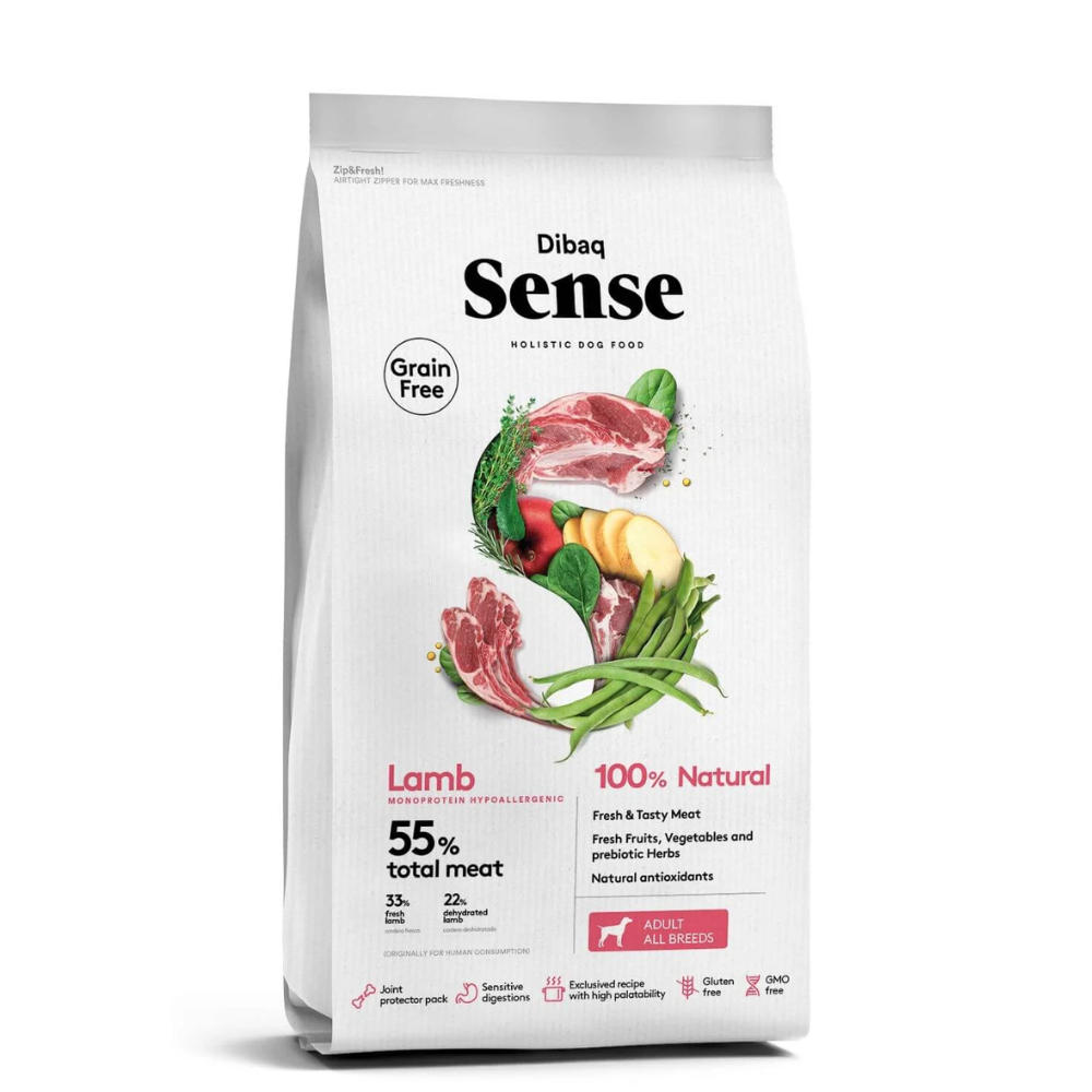 Dibaq Sense begrūdis maistas šunims su aviena 12Kg