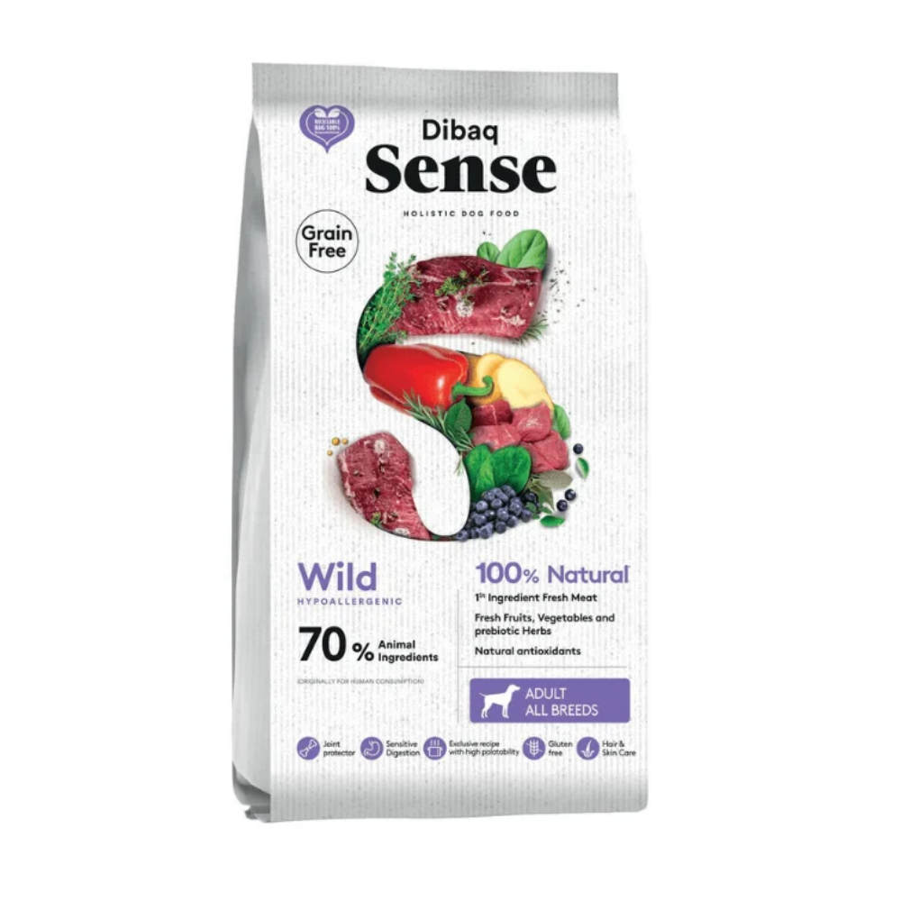 Dibaq Sense maistas alergiškiems šunims su elniena ir šerniena 10KG